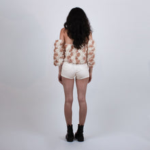 Load image into Gallery viewer, Rosette Puff Sleeve Crop | Fawn